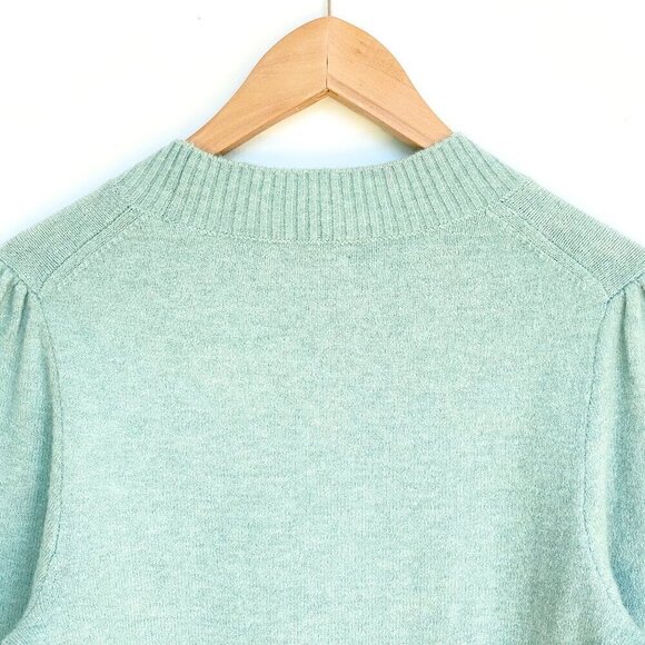 NWT J.Crew Supersoft Puff Sleeve Crewneck Sweater XS Mint Green Merino Alpaca - Picture 5 of 8